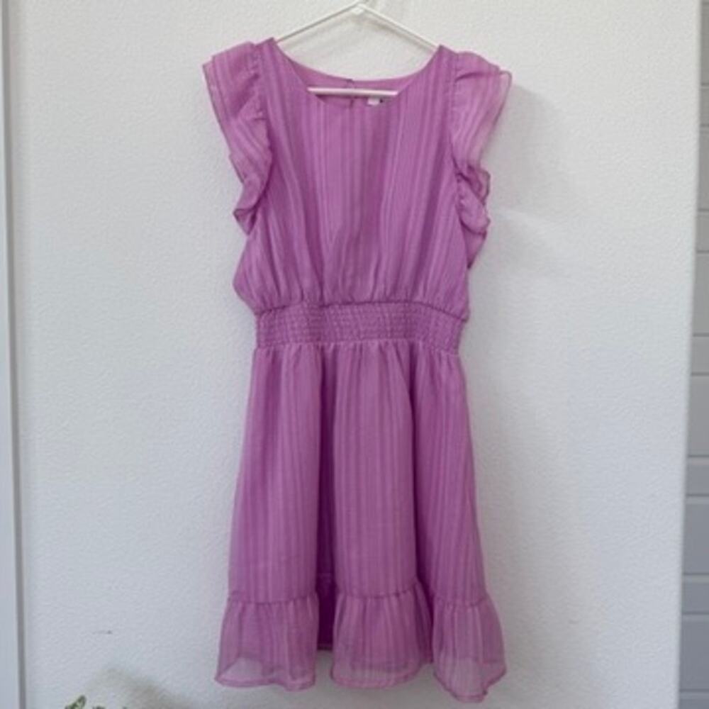 BB Dakota Steve Madden Mini Dress‎ Light Lilac Ruffle Sleeve NWT Cottagecore L